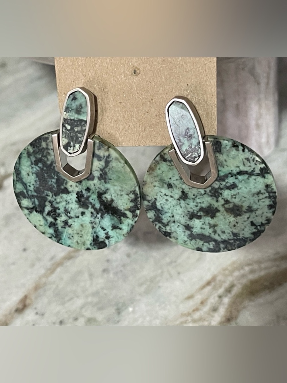 #KENDRA  SCOTT _  Didi Rhodium Plated African Turquoise Drop Earrings